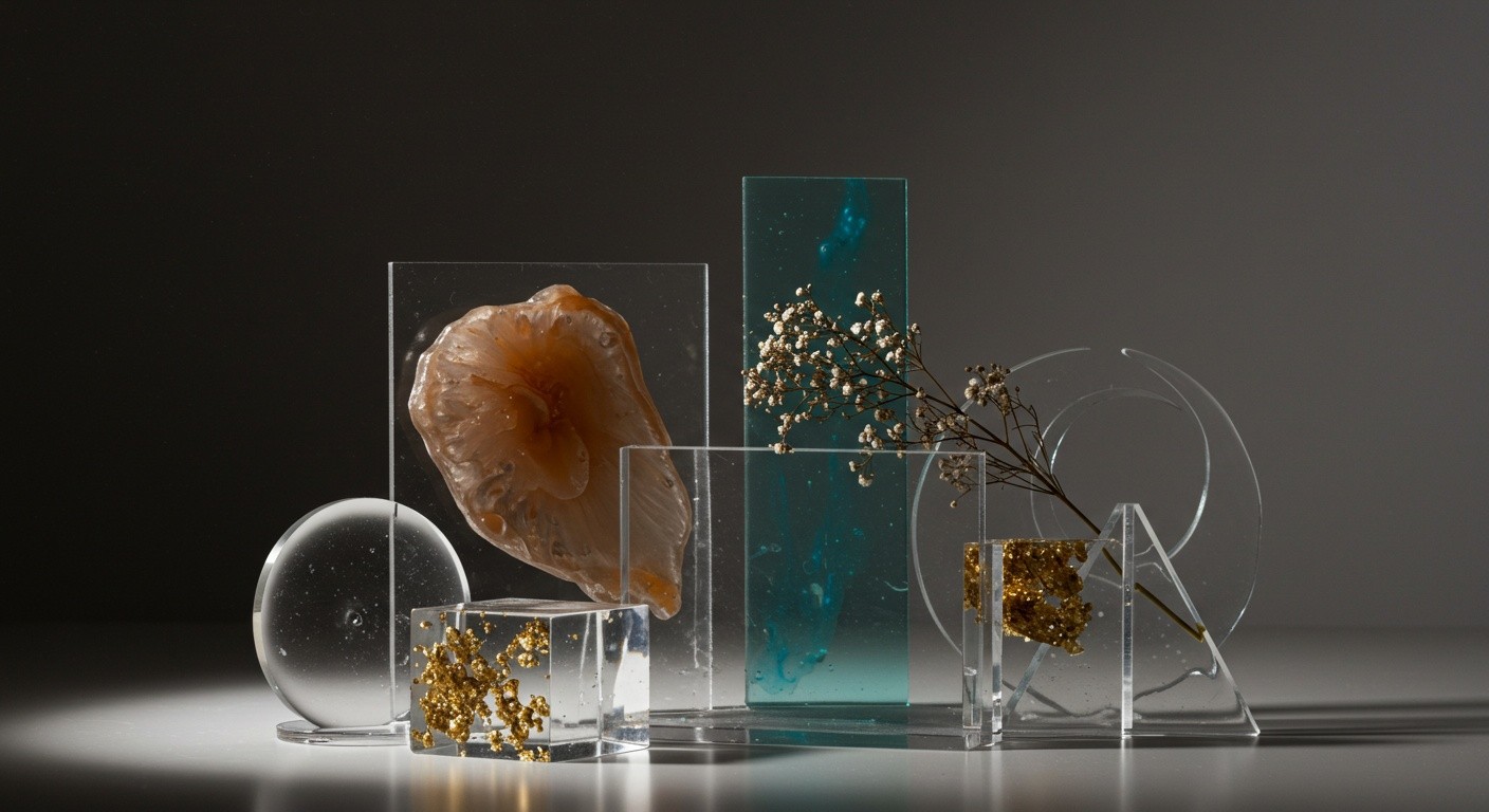 Прозрачные элементы из акрила и смолы