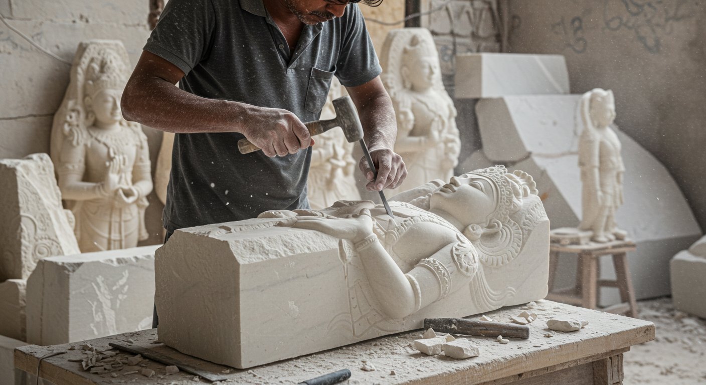Изготовление мраморных храмовых статуй