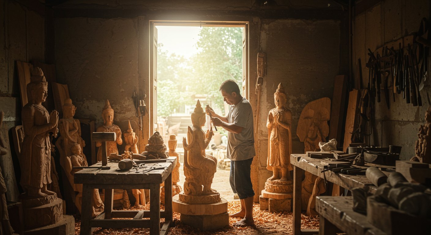 Деревянная храмовая статуя