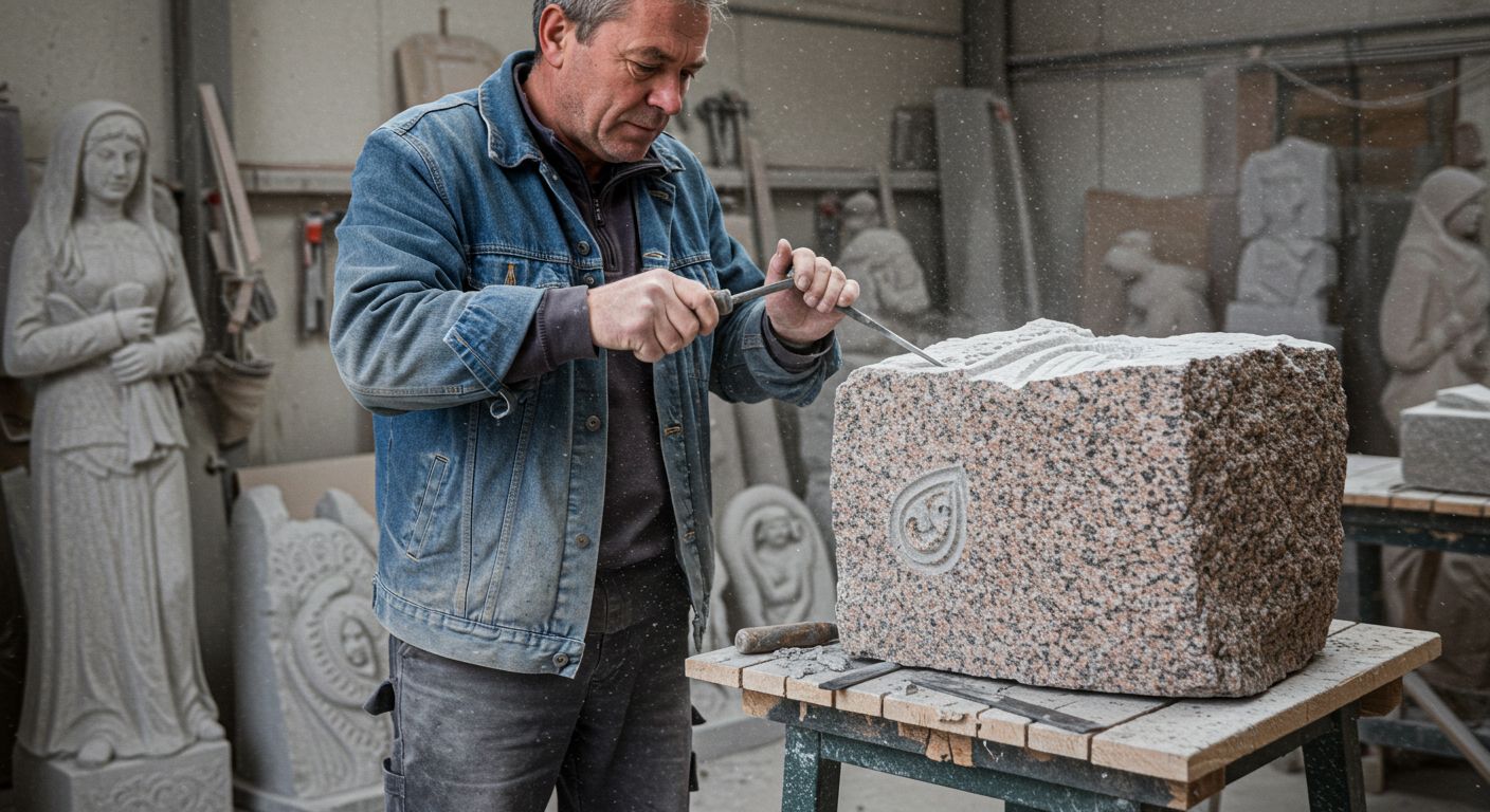 Гранитная декоративная статуя в парке