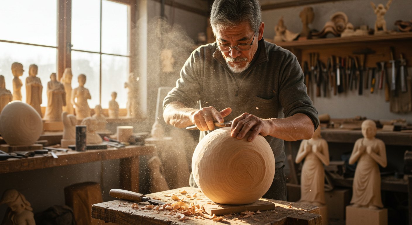 Изготовление деревянных круглых статуй