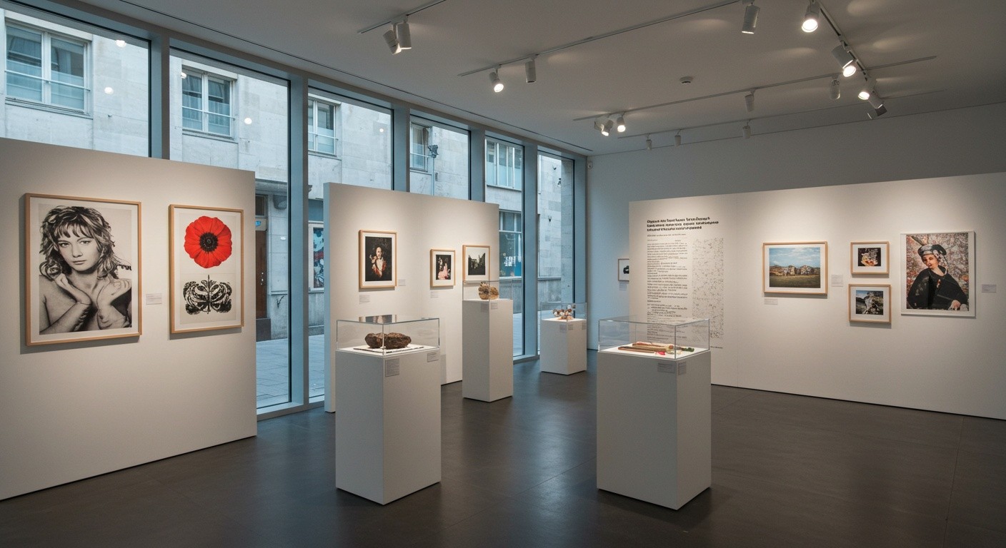 Эффектная витрина с подсветкой и декоративными элементами