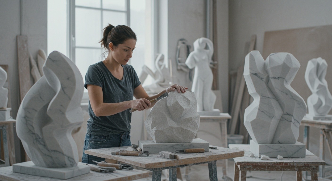 Мраморная абстрактная статуя