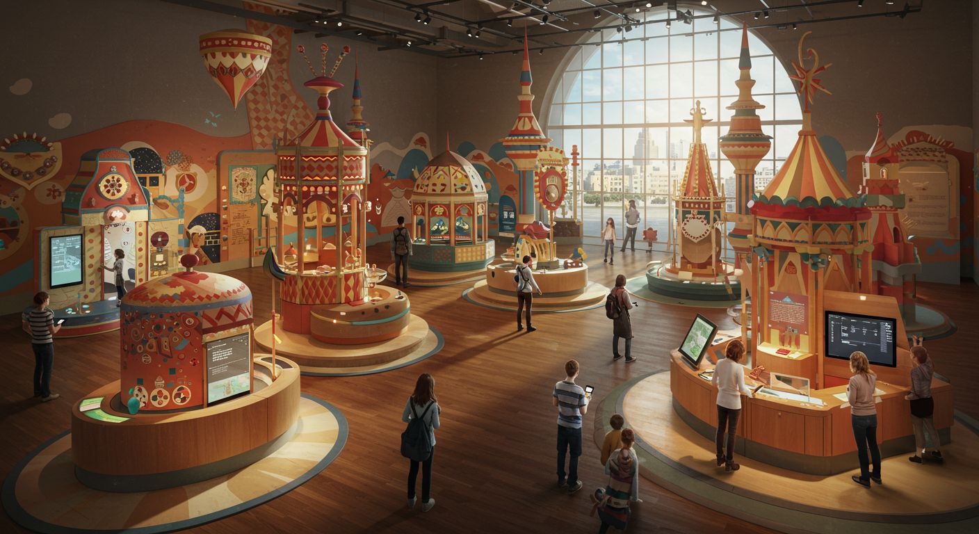 Интерактивная музейная декорация с подсветкой и движущимися элементами