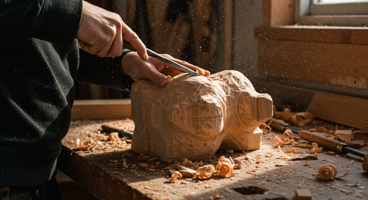 Деревянная настольная статуя