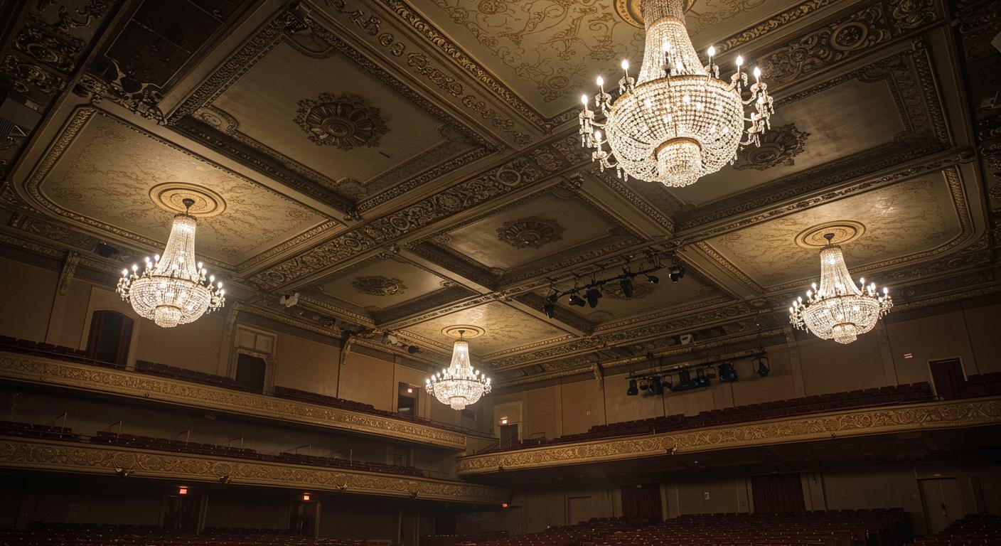 Сценический потолок с декоративной люстрой