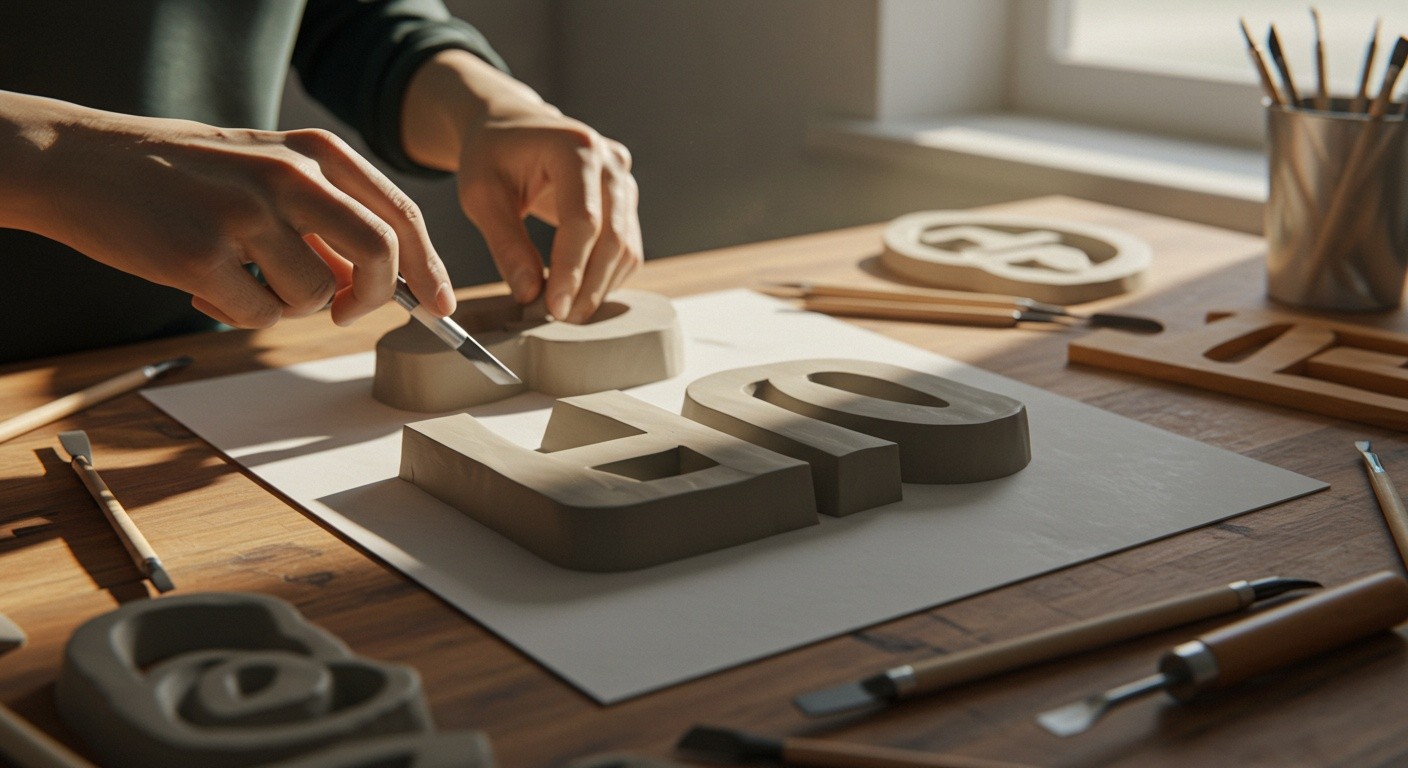 Объемные буквы и логотип на сцене