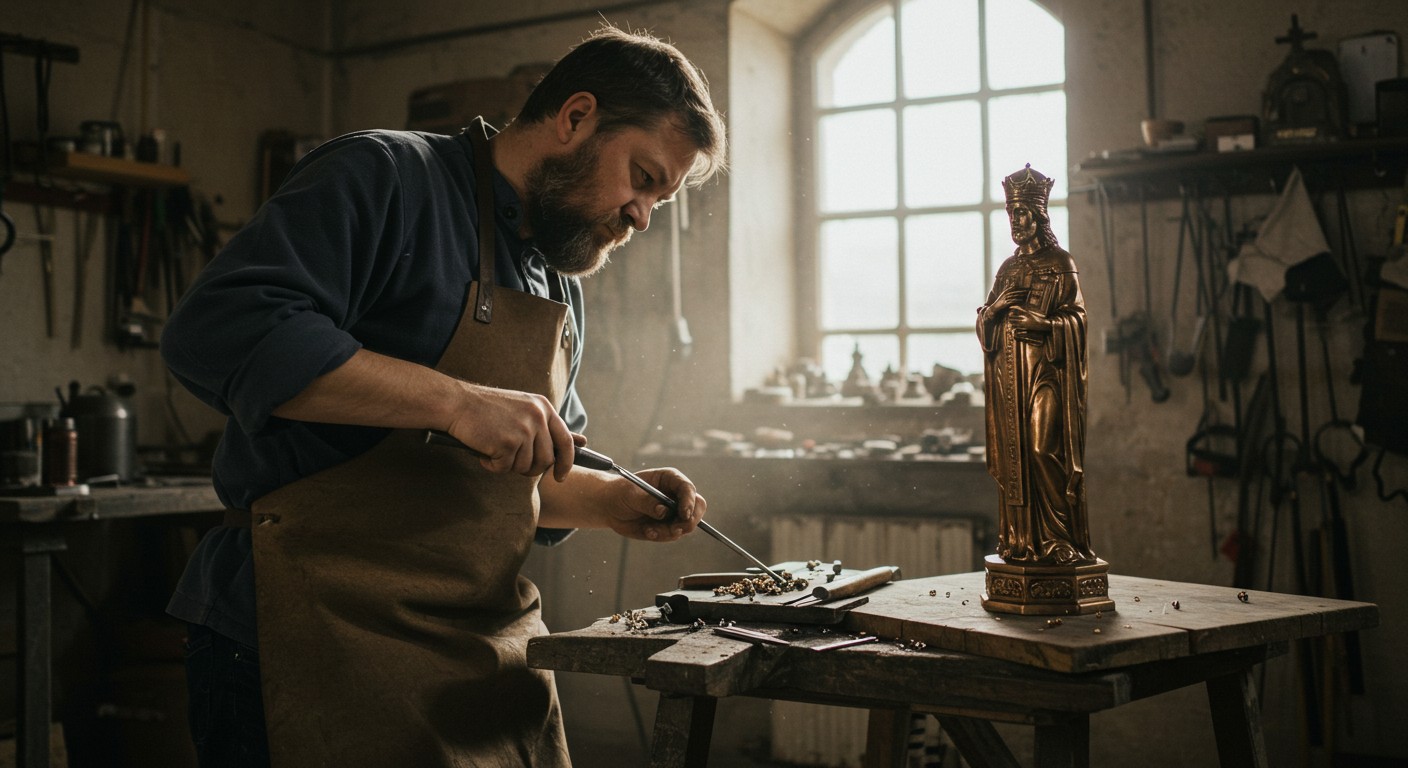 Бронзовая православная статуя святого