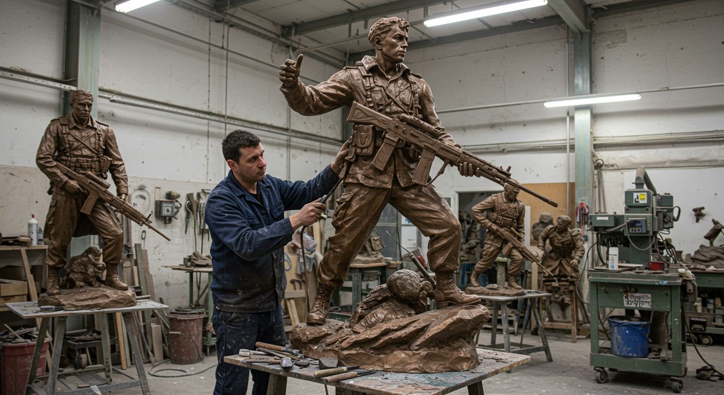 Бронзовая военная статуя