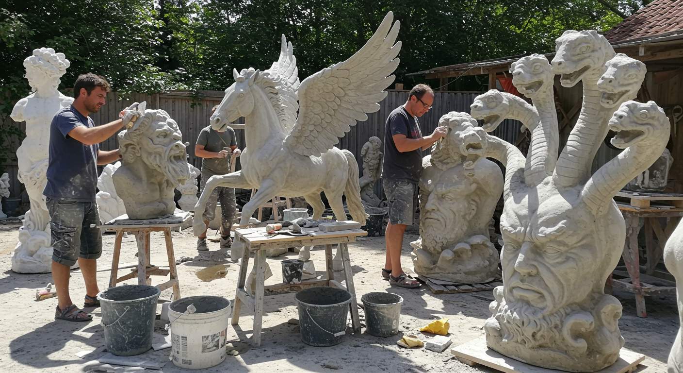 Изготовление бетонных мифологических статуй