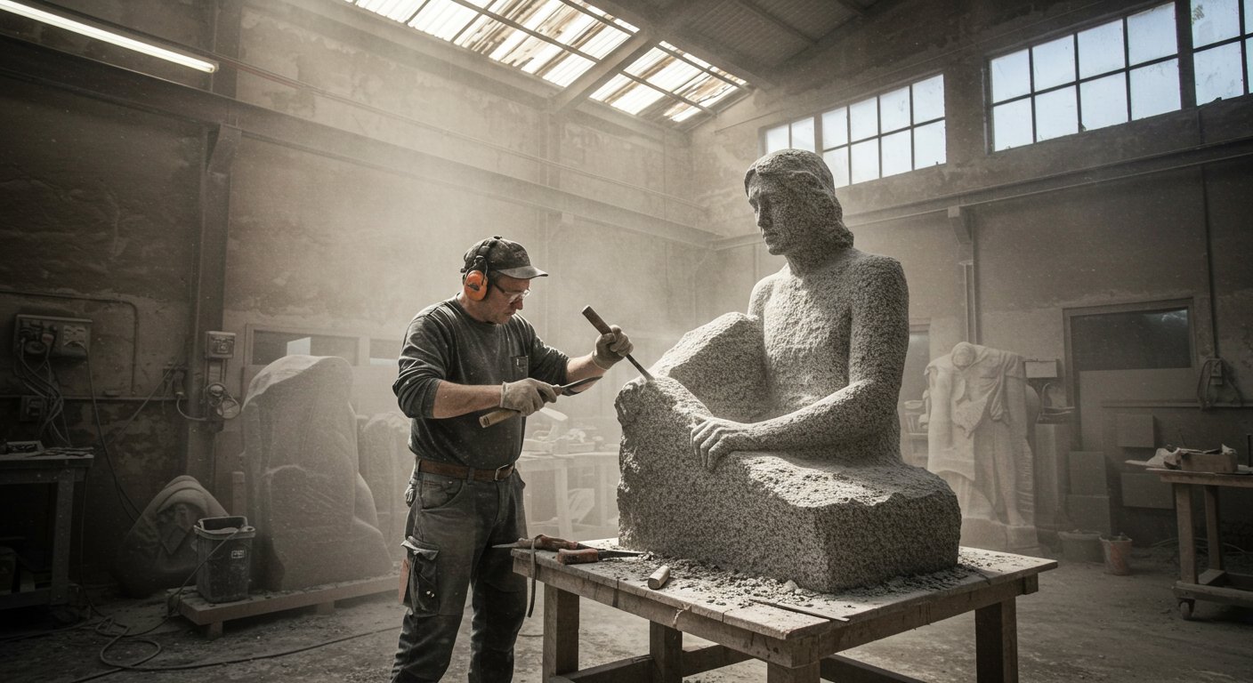 Гранитная памятная статуя