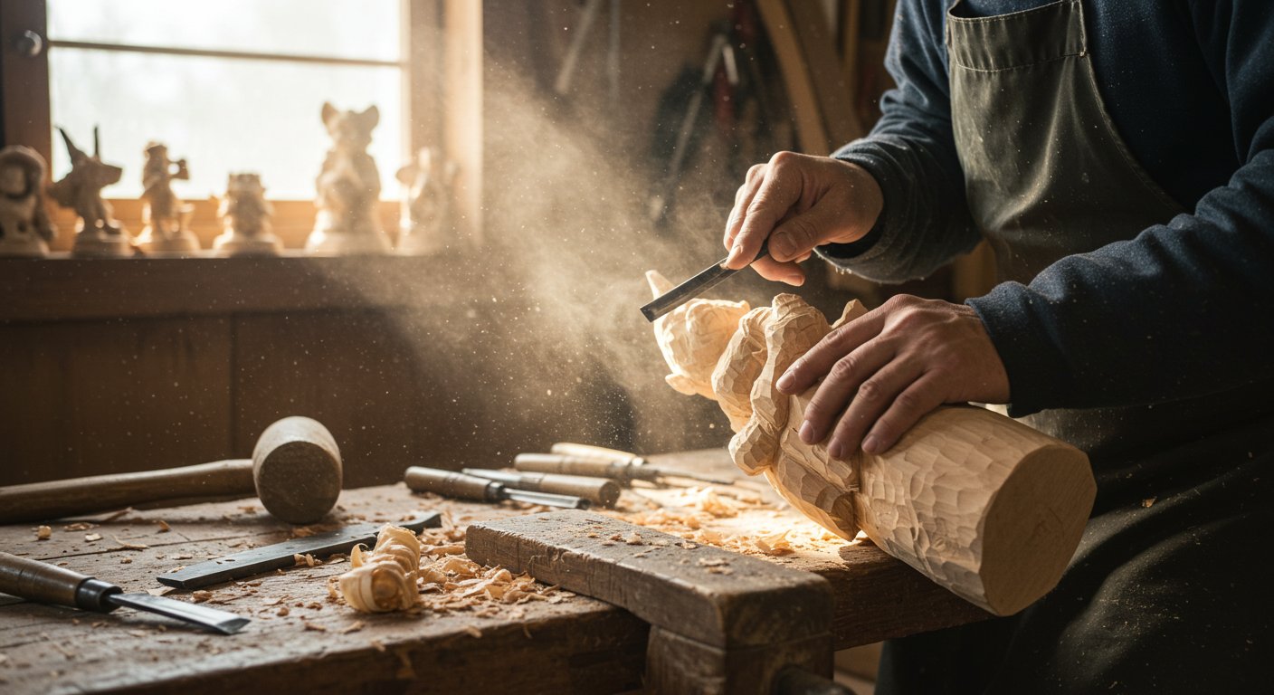 Деревянная сувенирная статуя ручной работы