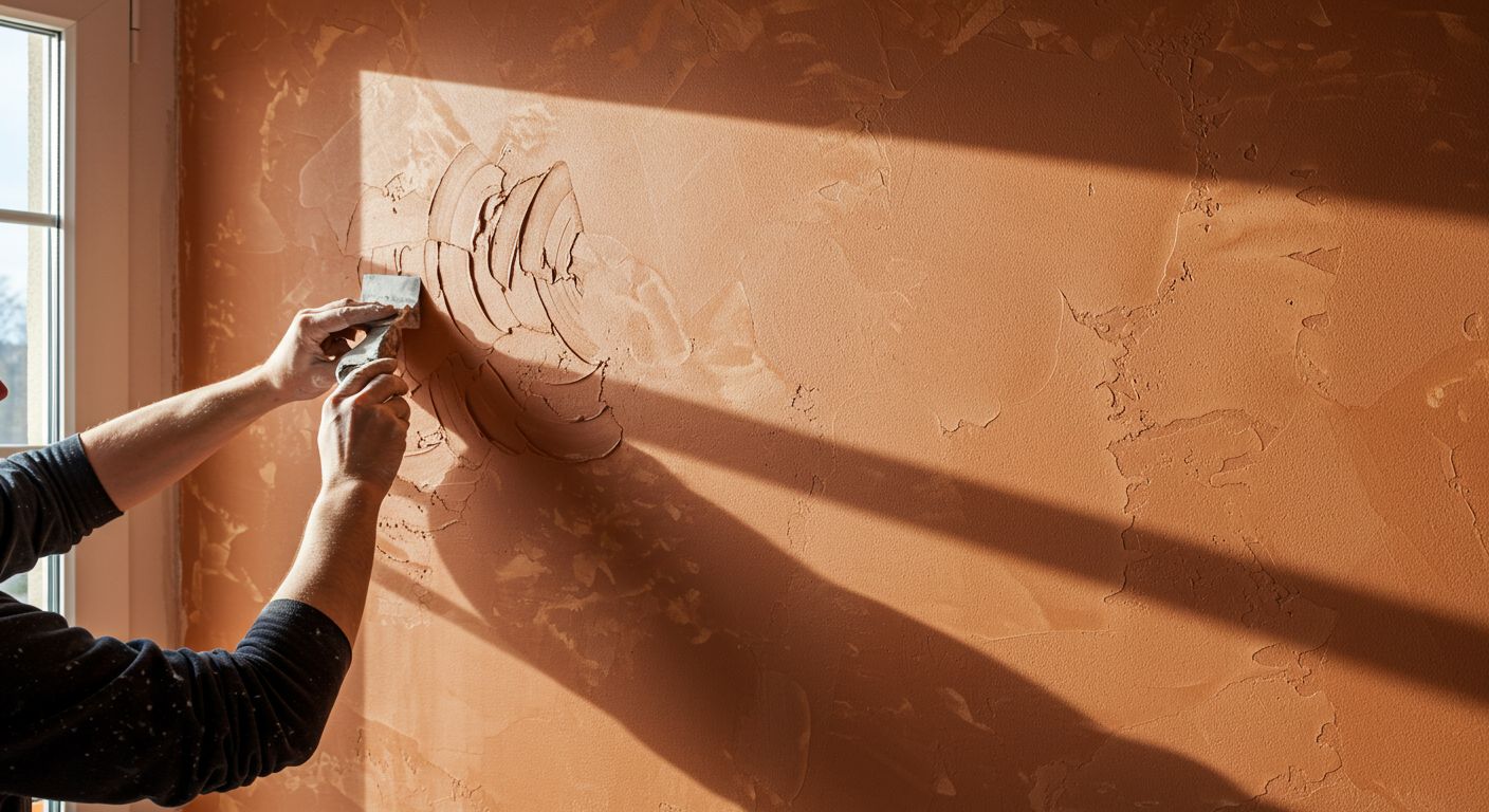 Пример декоративной штукатурки в работе Декоративная штукатурка на стене