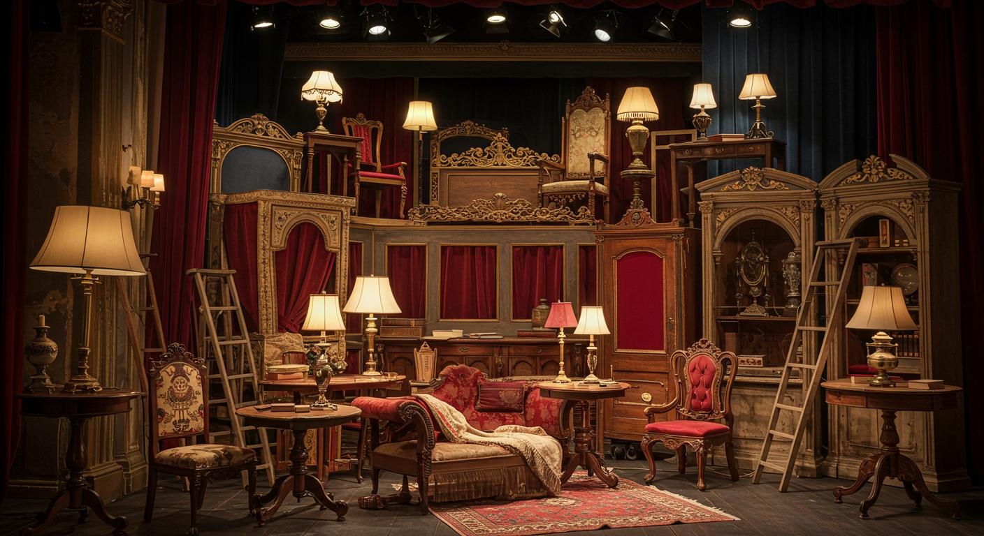 Пример использования мебели и реквизита в театральной постановке Сценическая мебель и реквизит на сцене