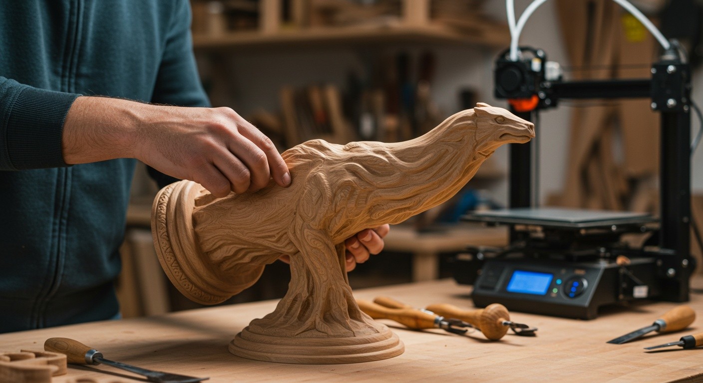 Деревянная 3D-печатная статуя