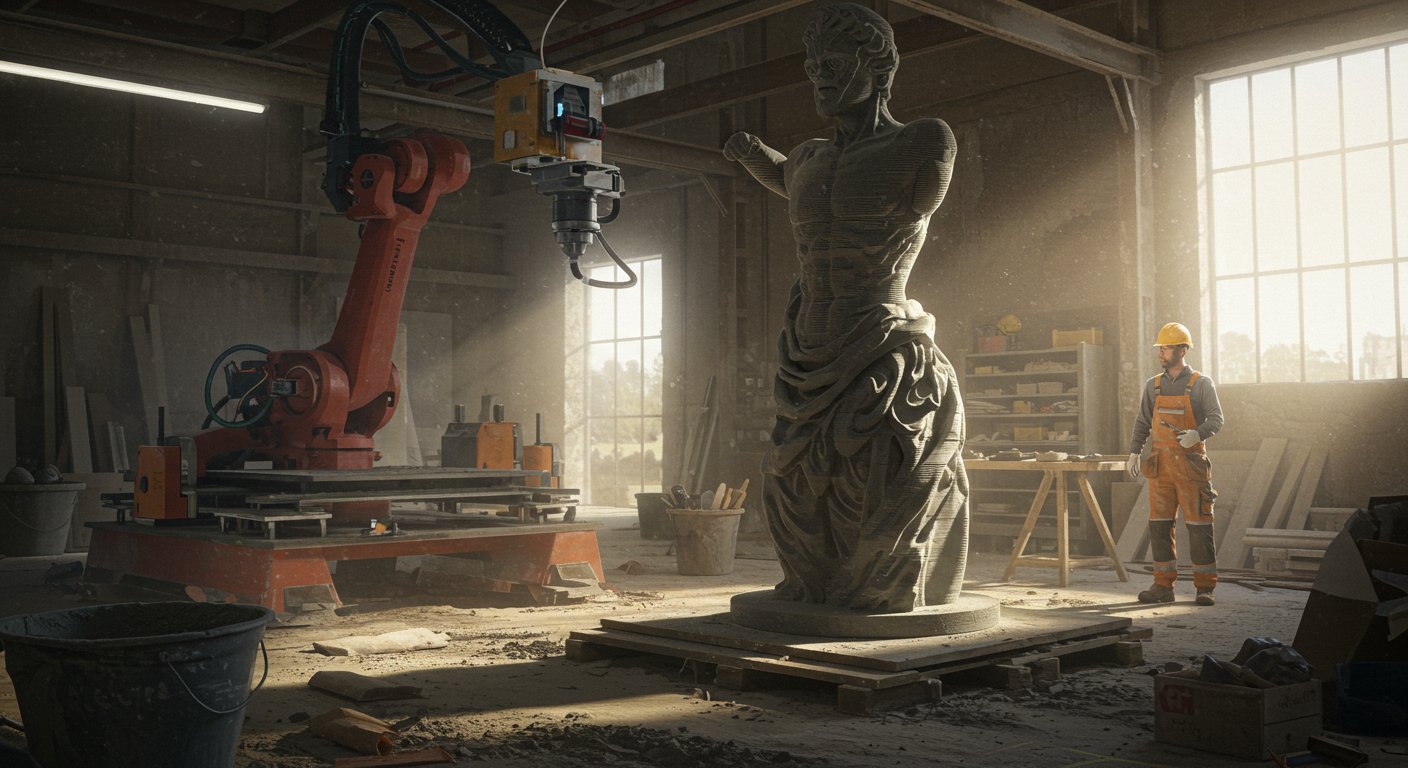 Изготовление бетонных 3d печатных статуй